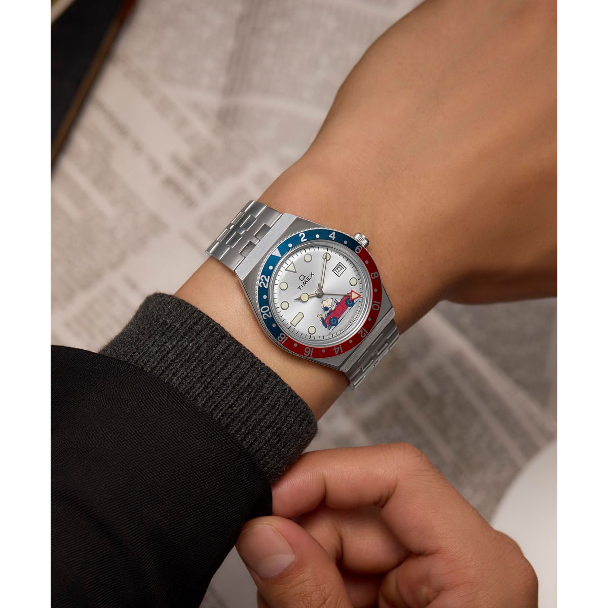 TW2W83300 Timex Q Snoopy de hombre pulsera de metal