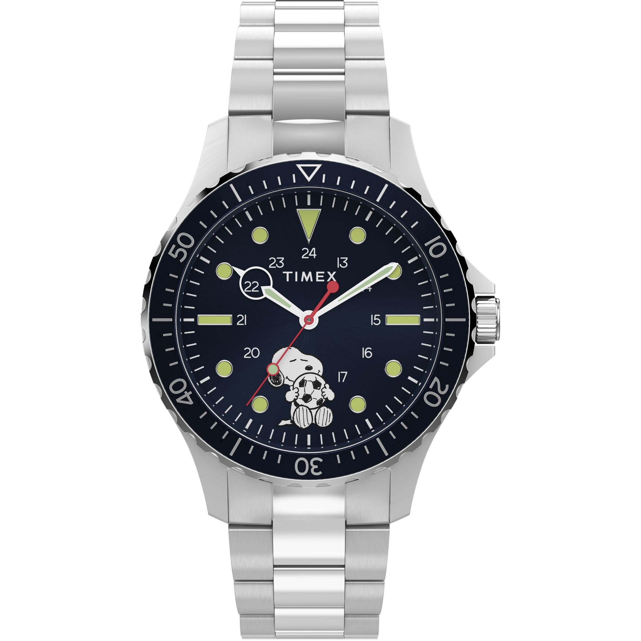 TW2Y53900 Snoopy Peanuts Soccer de hombre correa de metal